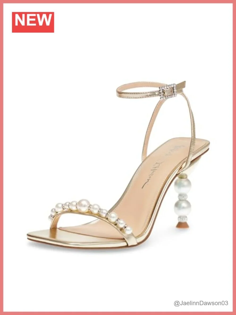 Women's Heeled Dress Sandal, Stiletto Heel, Pearl Heel, Ankle Strap, Open Toe